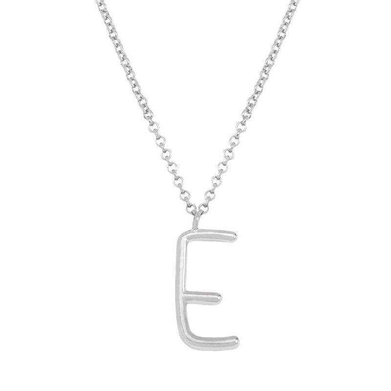 Fashion E Silver Stainless Steel 26 Letter Necklace