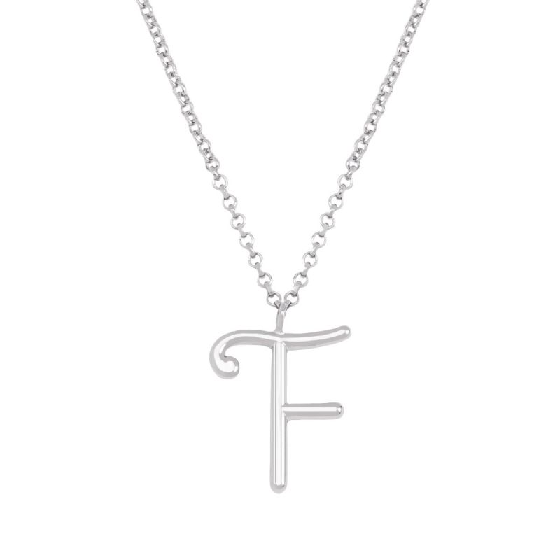 Fashion F Silver Stainless Steel 26 Letter Necklace