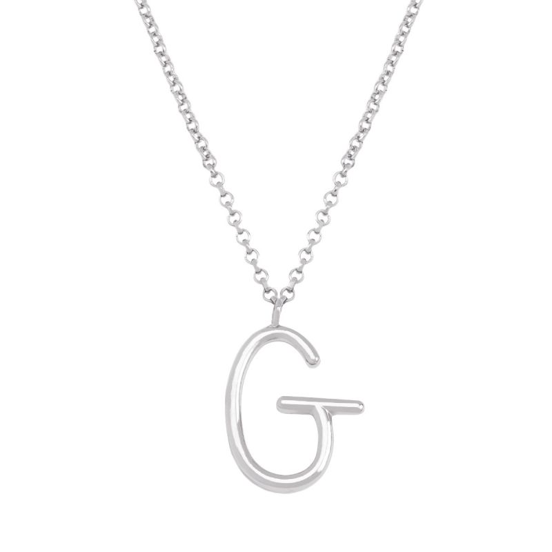Fashion G Silver Stainless Steel 26 Letter Necklace