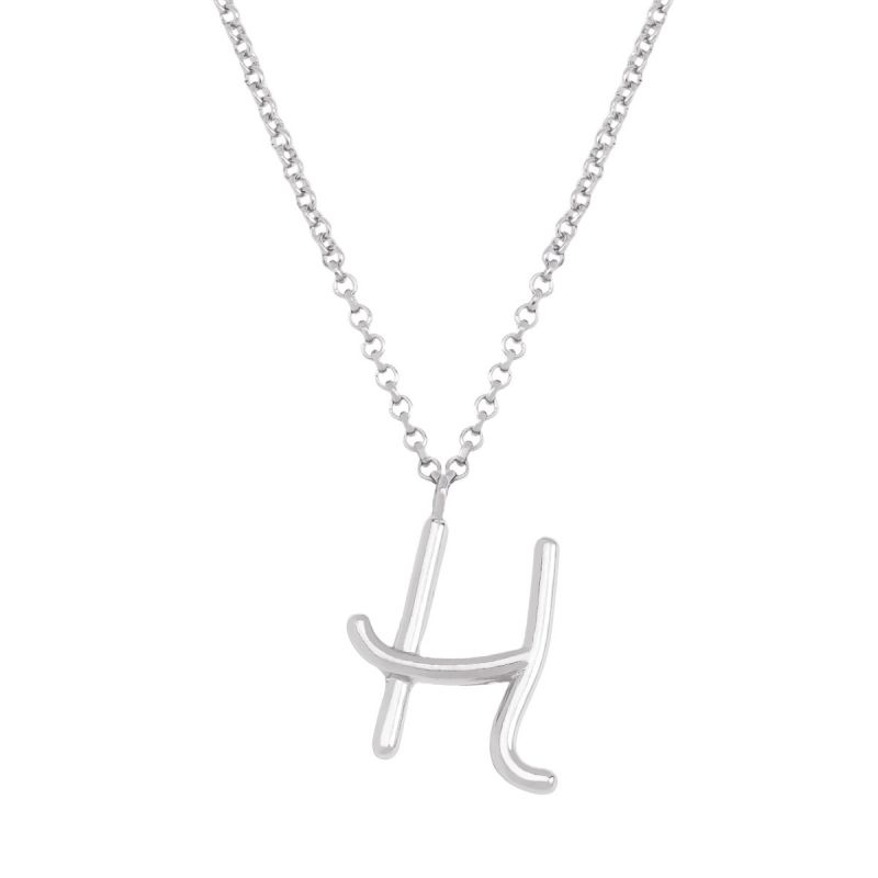 Fashion H Silver Stainless Steel 26 Letter Necklace