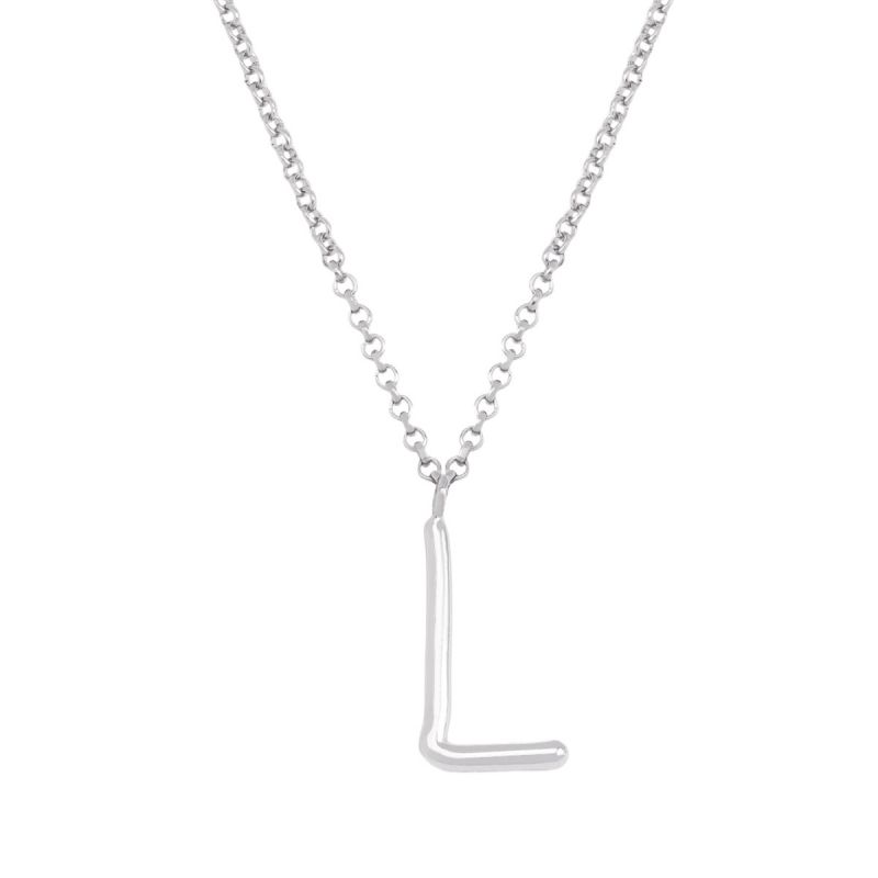Fashion L Silver Stainless Steel 26 Letter Necklace