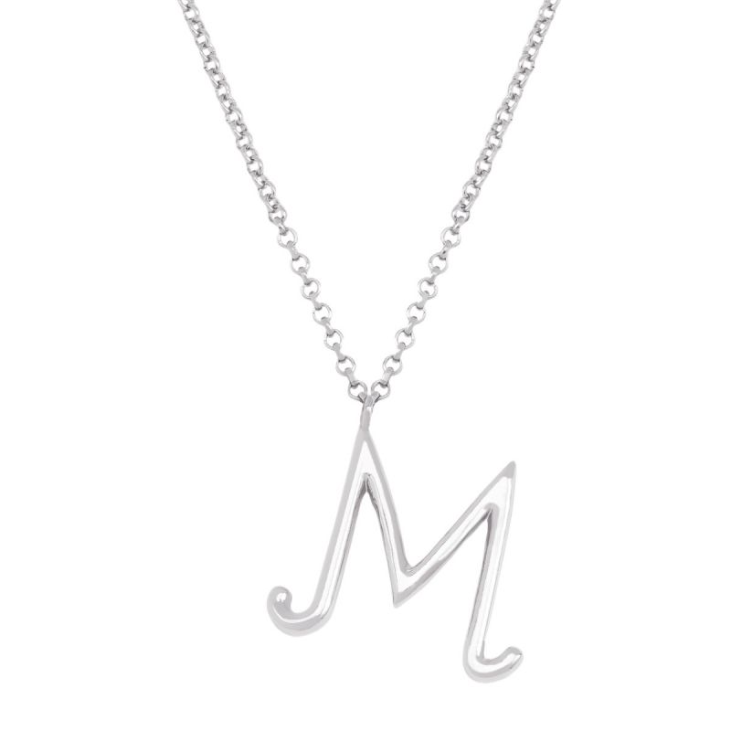 Fashion M Silver Stainless Steel 26 Letter Necklace