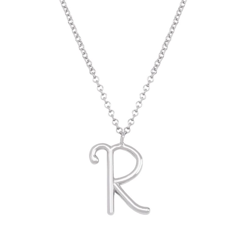 Fashion R Silver Stainless Steel 26 Letter Necklace