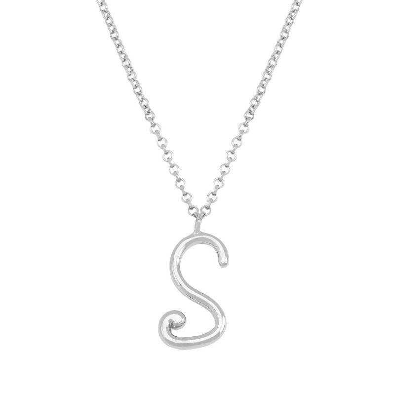 Fashion S Silver Stainless Steel 26 Letter Necklace