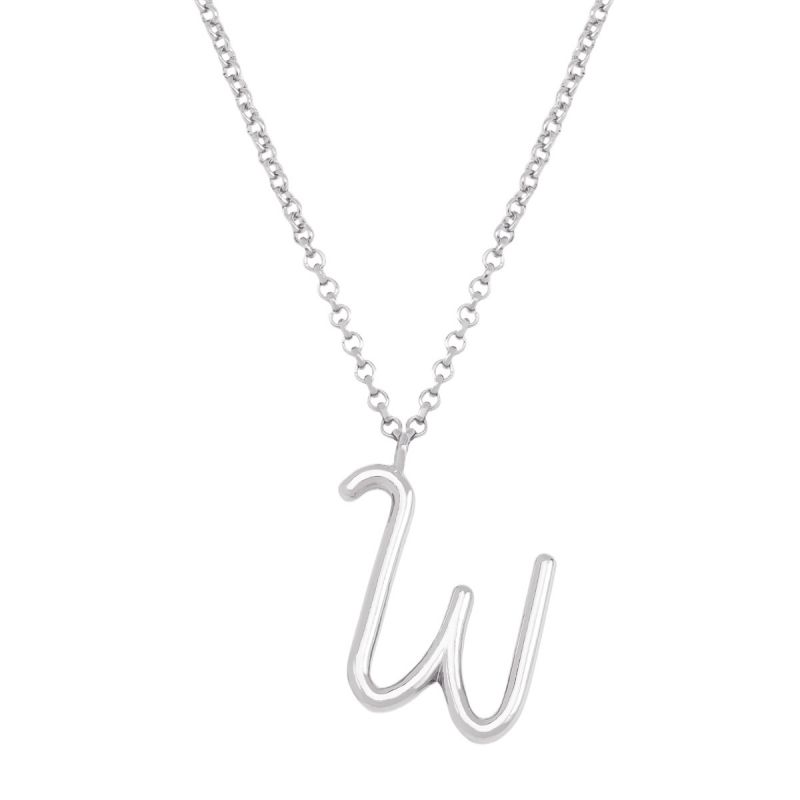 Fashion W Silver Stainless Steel 26 Letter Necklace