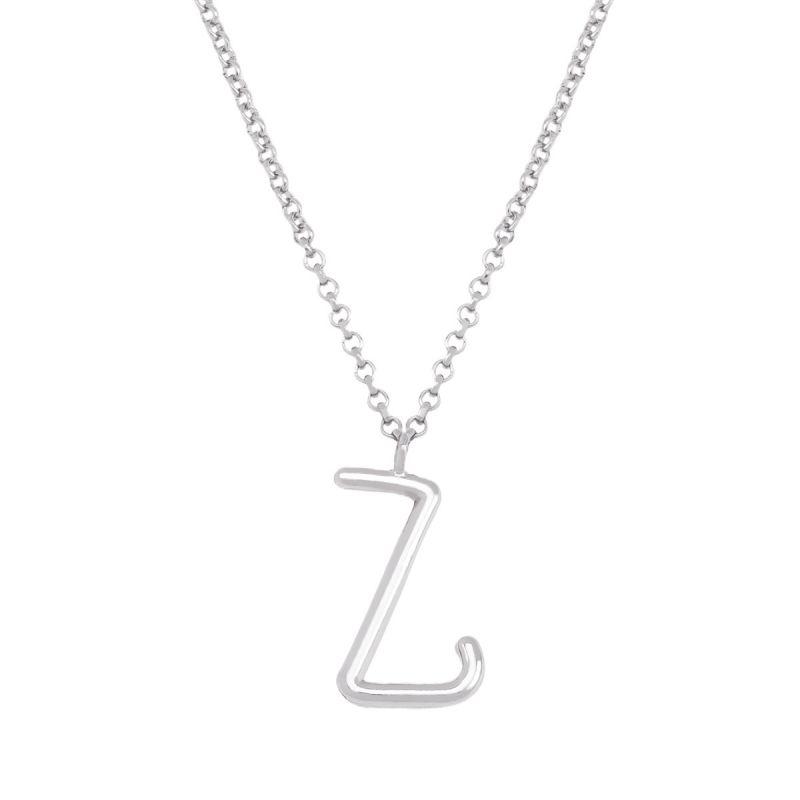 Fashion Z Silver Stainless Steel 26 Letter Necklace