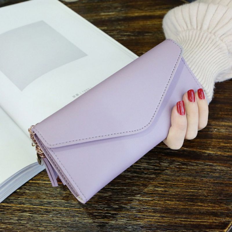 Fashion Light Purple Pu Flip Long Wallet