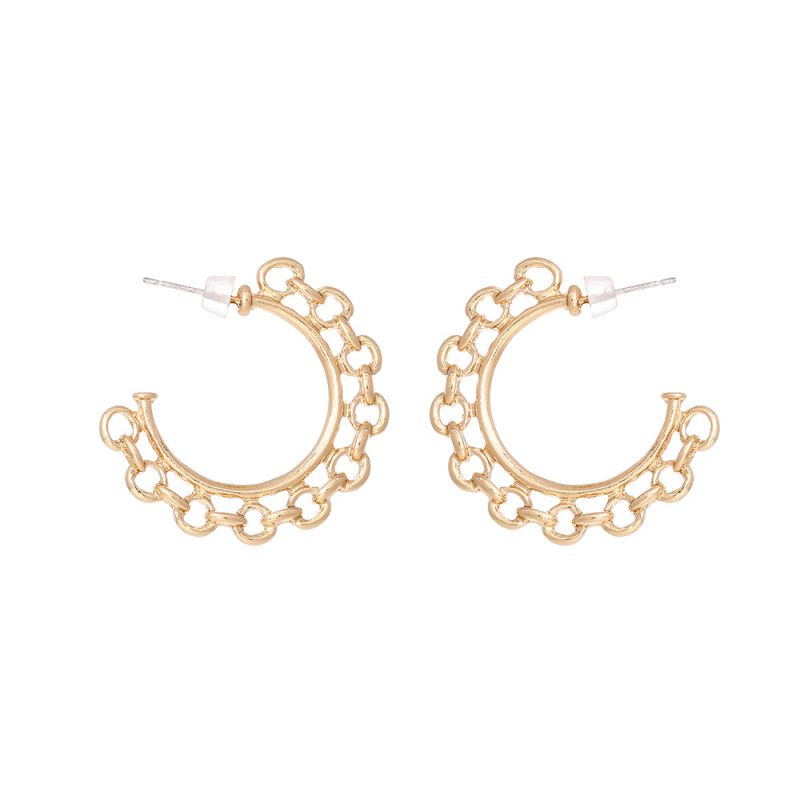 Fashion Gold Metal Chain C-shaped Earrings