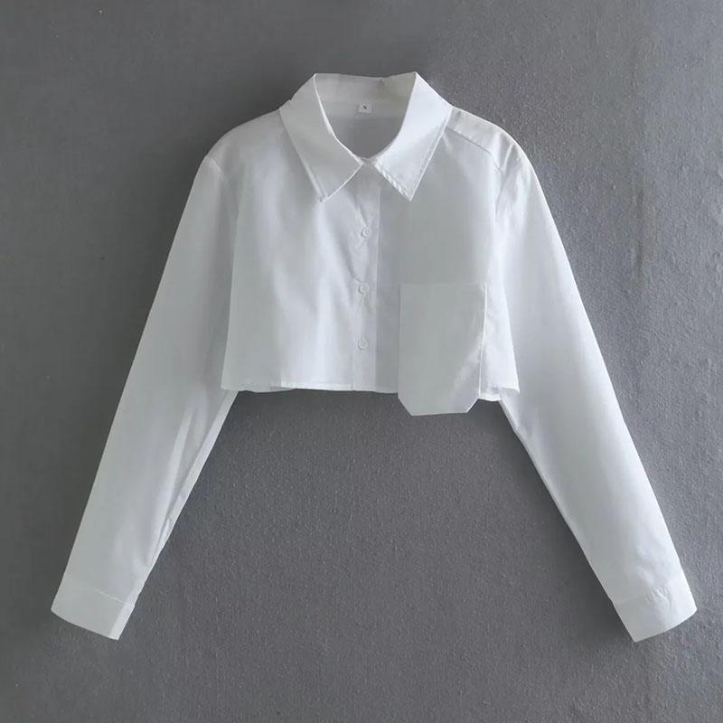 Fashion White Polyester Lapel Shirt