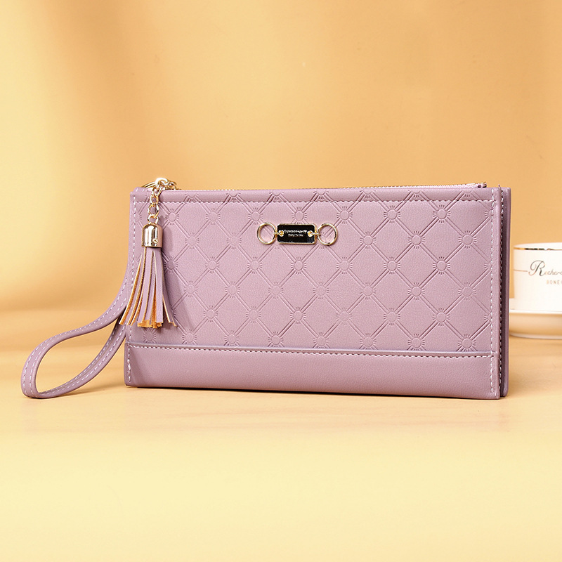 Fashion Light Purple Pu Multi-card Long Wallet