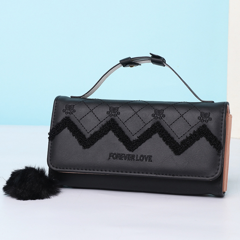 Fashion Black Pu Clamshell Large Capacity Handbag
