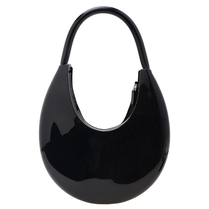 Fashion Black Crescent Hand Pvc Handbag