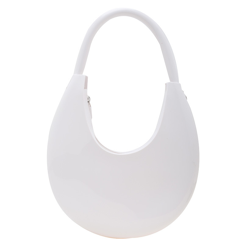 Fashion White Crescent Hand Pvc Handbag