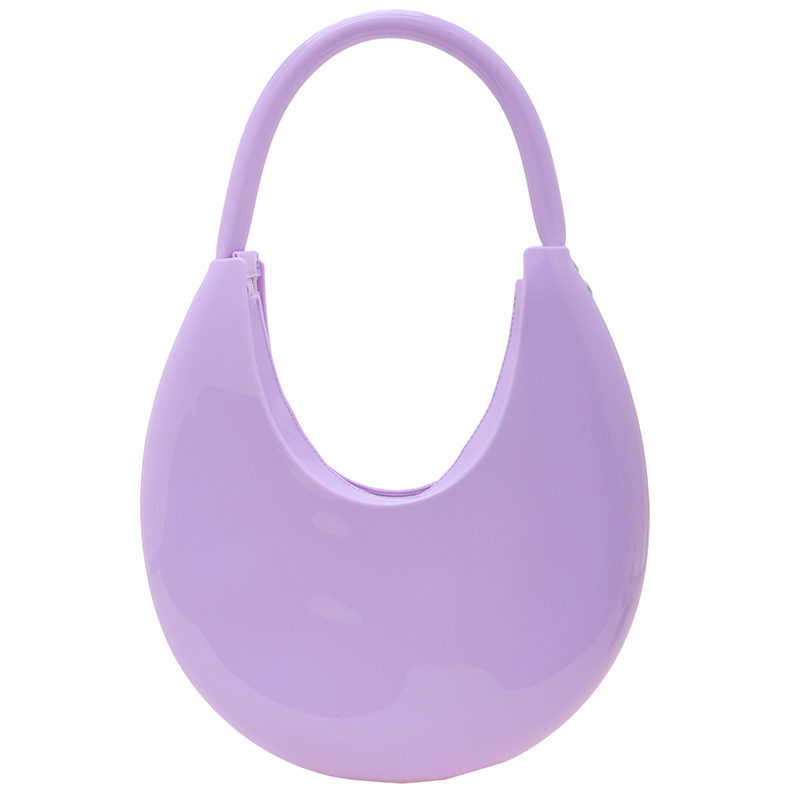 Fashion Purple Crescent Hand Pvc Handbag