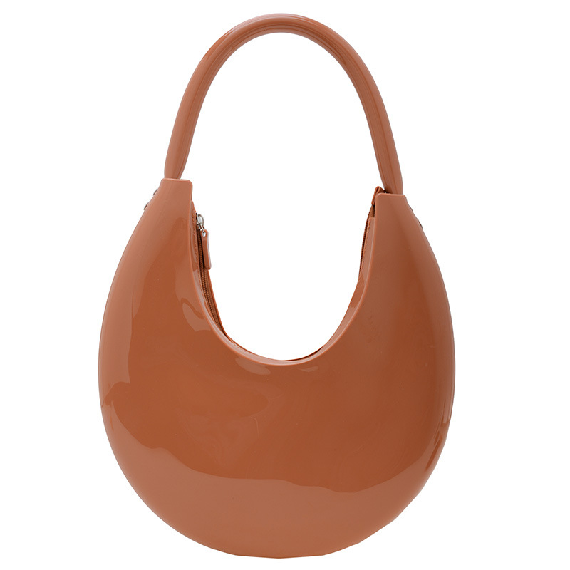 Fashion Brown Crescent Hand Pvc Handbag