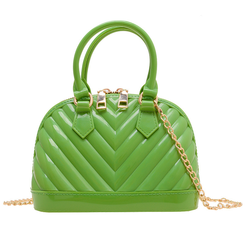 Fashion Green Shell Stripe Crossbody Bag