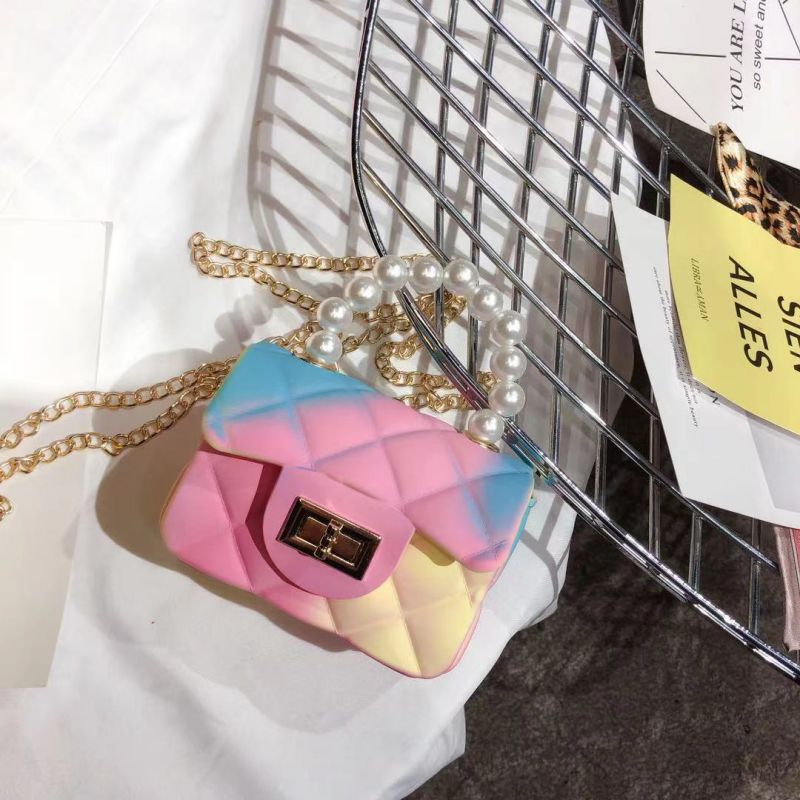 Fashion Pearl Color F Diamond Lock Crossbody Bag