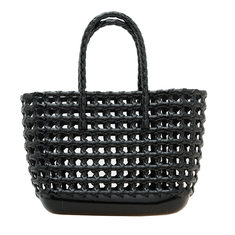 Fashion Black Hollow Woven Large Capacity Handbag