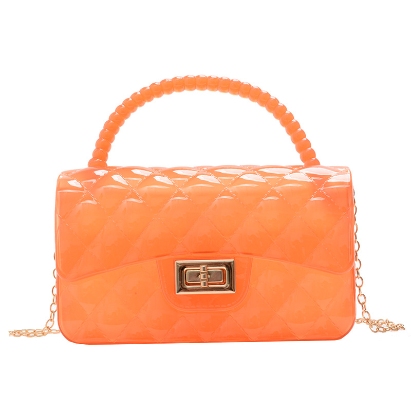 Fashion Toru Orange Diamond Chain Crossbody Bag