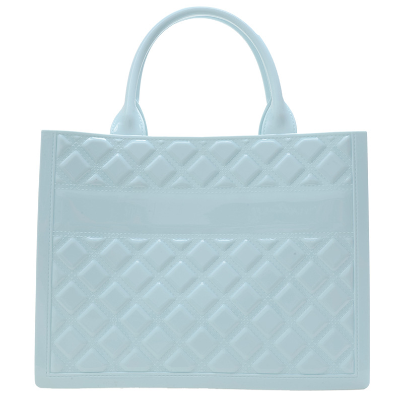 Fashion Blue Large Capacity Pvc Rhombus Handbag