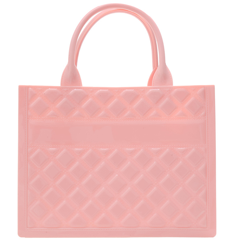 Fashion Pink Large Capacity Pvc Rhombus Handbag