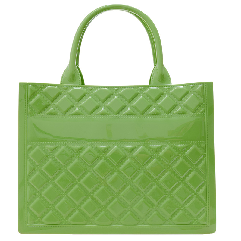 Fashion Green Large Capacity Pvc Rhombus Handbag