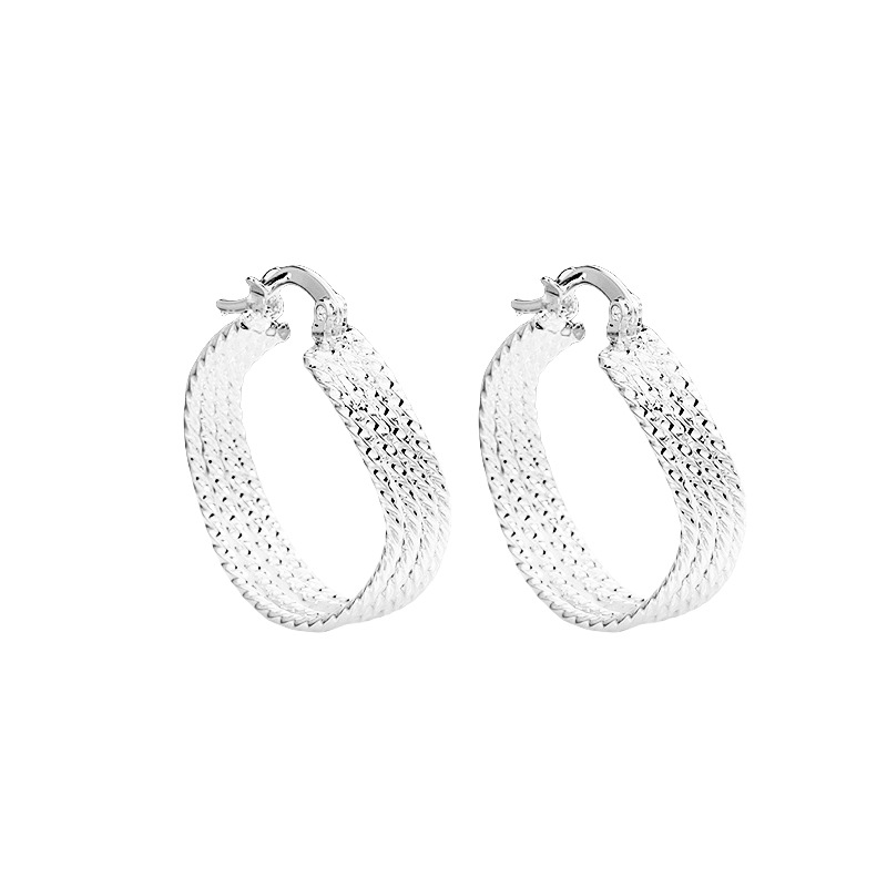 Fashion Sparkling Earrings-silver Copper Twist Line Earrings
