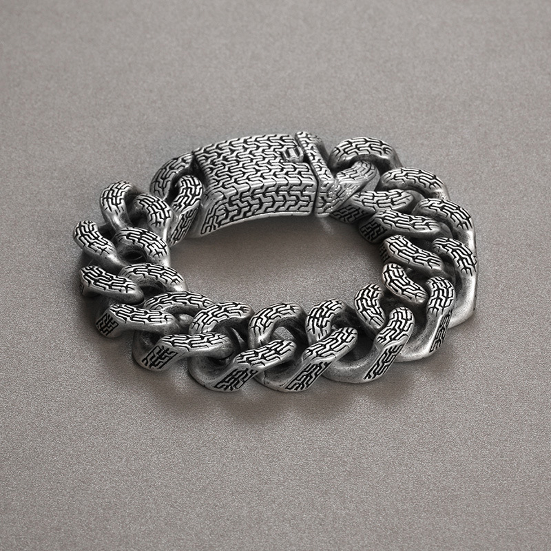 Fashion Antique Silver Stainless Steel Chain Men's Bracelet