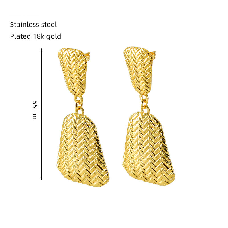 Fashion Gold Stainless Steel Geometric Irregular Earrings