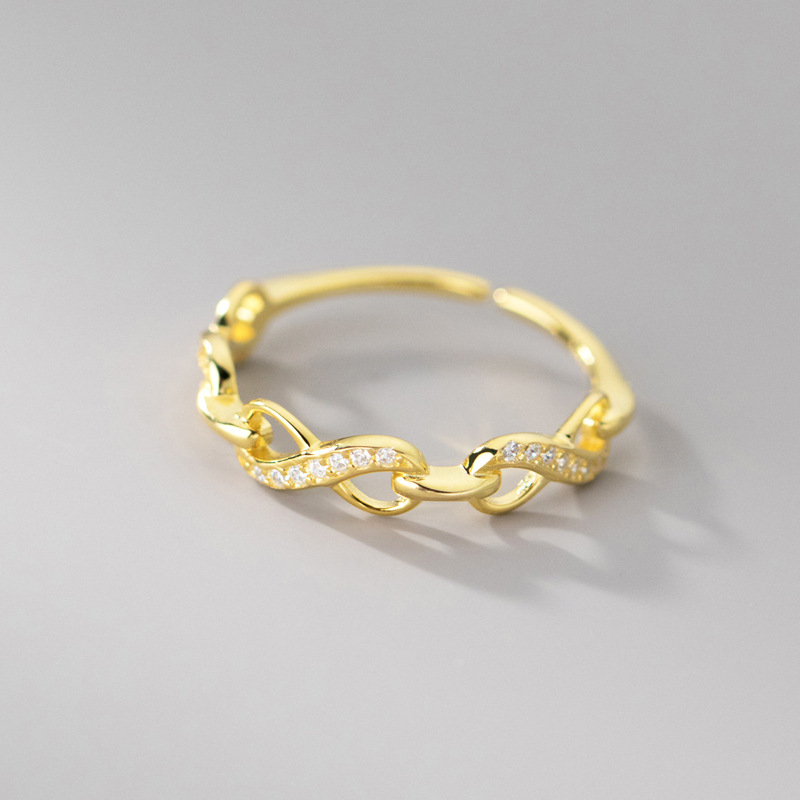Fashion Gold Hollow Cross Wave Ring