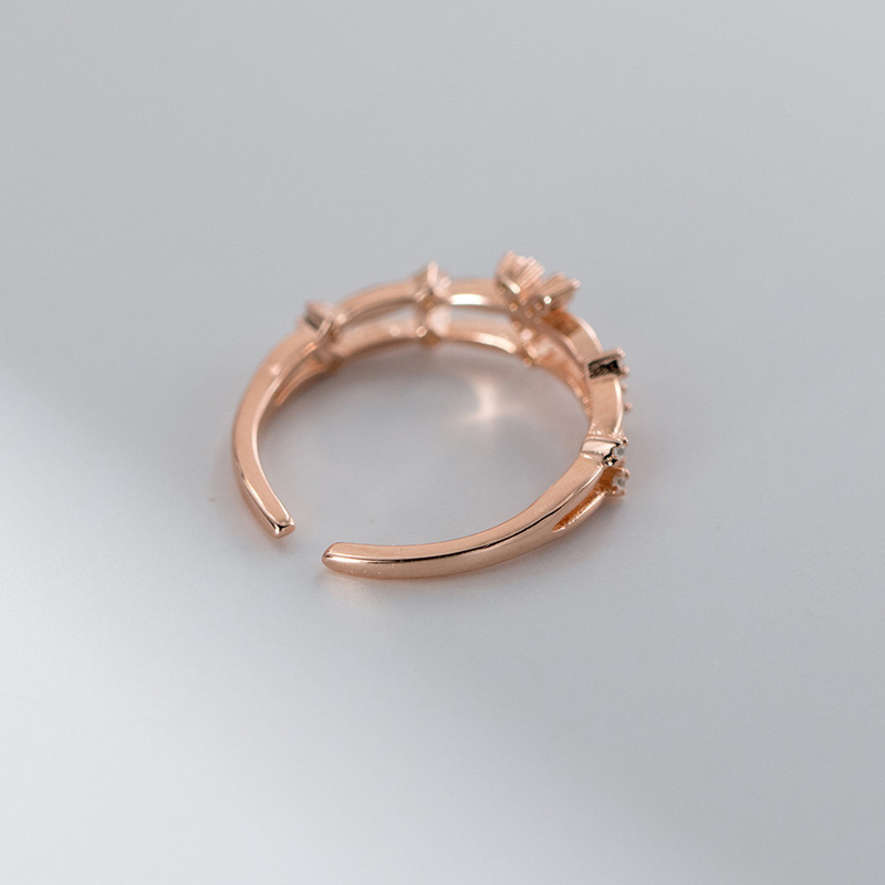 Fashion Rose Gold Copper And Diamond Geometric Open Ring