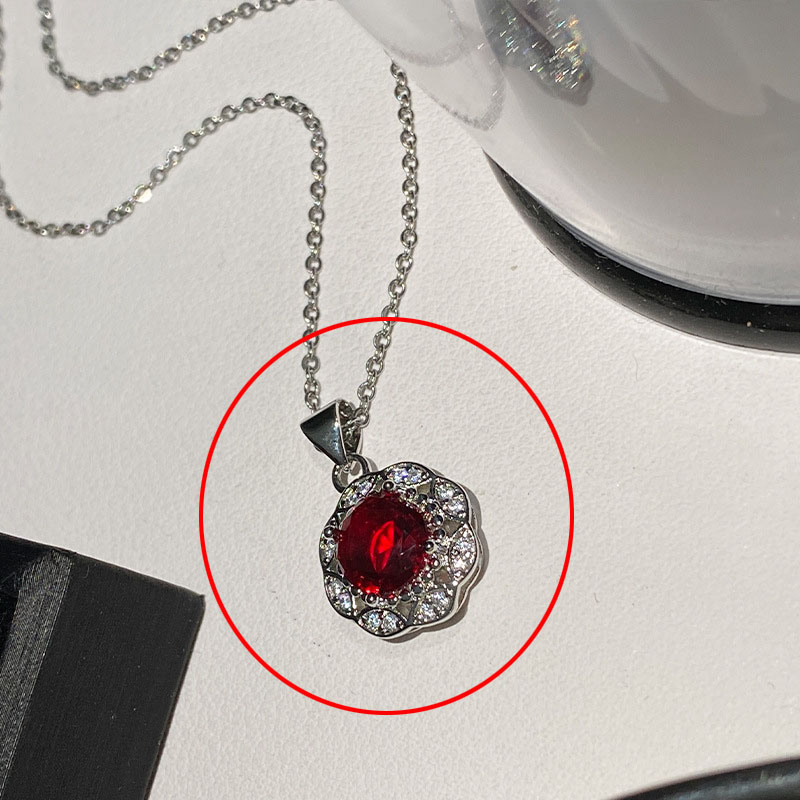 Fashion [pigeon Blood Red] Does Not Include Chain Gold Plated Copper Geometric Pendant With Diamonds