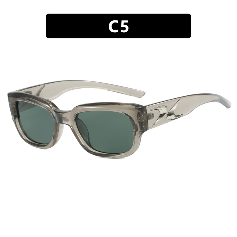 Fashion Translucent Gray-green Film Ac Boomerang Square Sunglasses