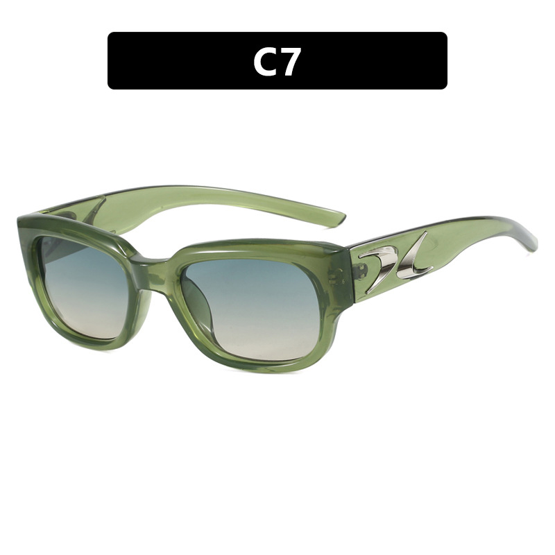 Fashion Translucent Green Top Green Tea Ac Boomerang Square Sunglasses