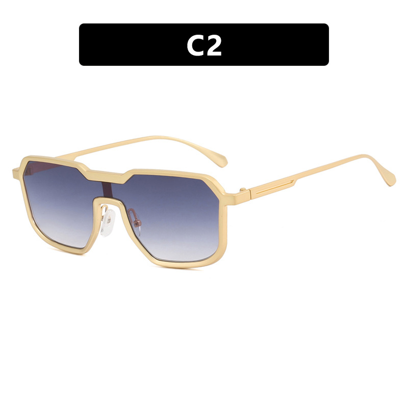 Fashion Gold Frame Double Gray Pc Square Sunglasses