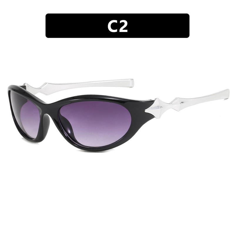 Fashion Bright Black Double Gray Ac Star Small Frame Sunglasses