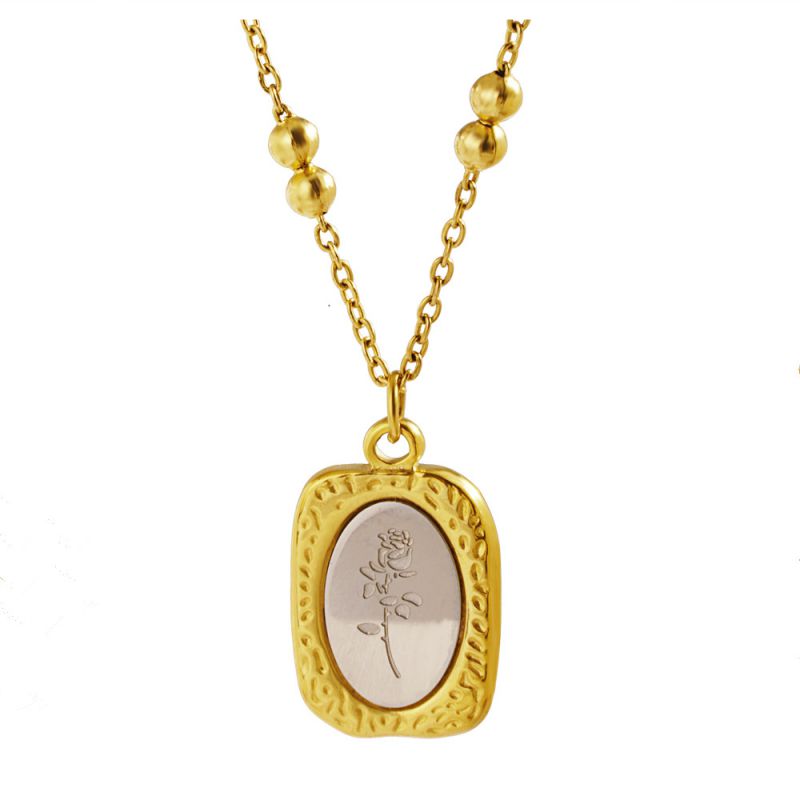 Fashion Gold Mirror Rose Necklace