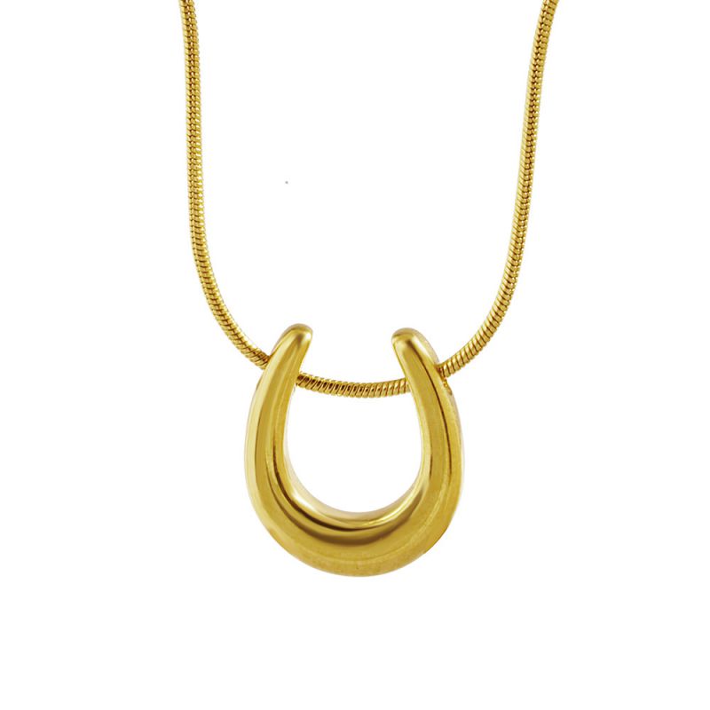 Fashion Gold Necklace U-shaped Horseshoe Buckle Necklace