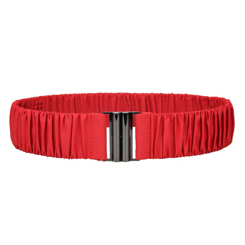 Fashion Red Fabric Pleated Wide Belt