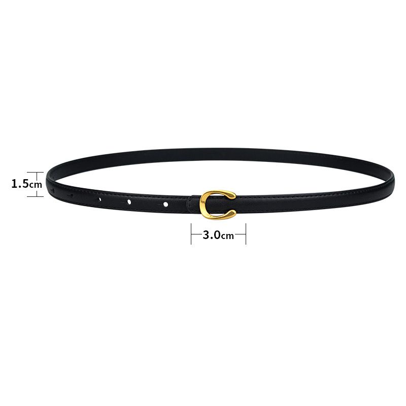 Fashion Simple C Deduction (black) Thin Belt With Metal Buckle