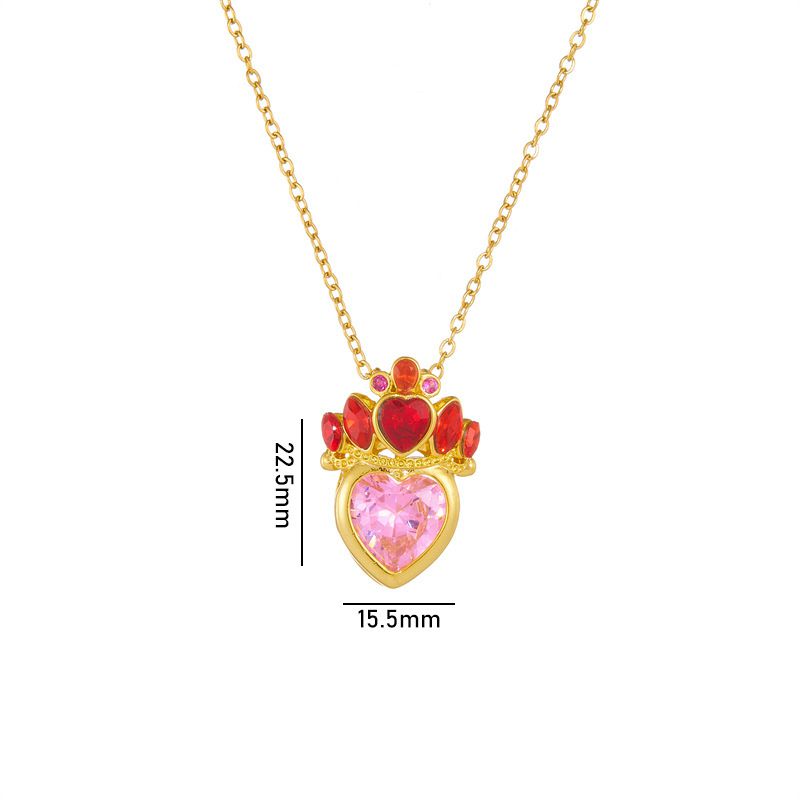 Fashion Crown A280 Copper Inlaid Zirconium Love Necklace