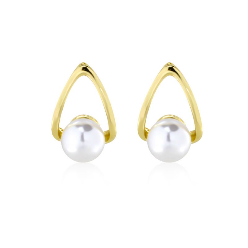Fashion Gold Alloy Hollow Pearl Earrings