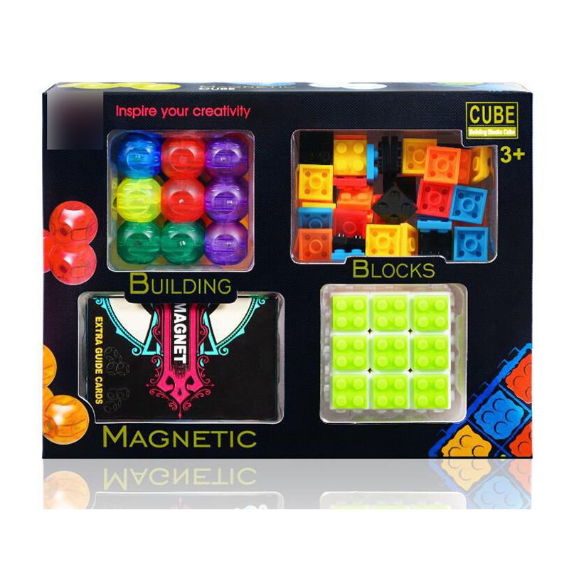 Fashion Magnetic Building Blocks + Building Blocks Rubik's Cube Set [white Background] Building Blocks To Assemble Rubik's Cube