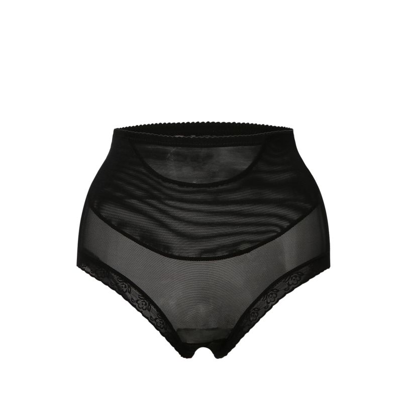 Fashion Black Polyester High Waist Tummy Control Pants