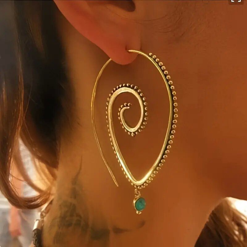 Fashion Gold Copper Hollow Mosquito Coil Earrings