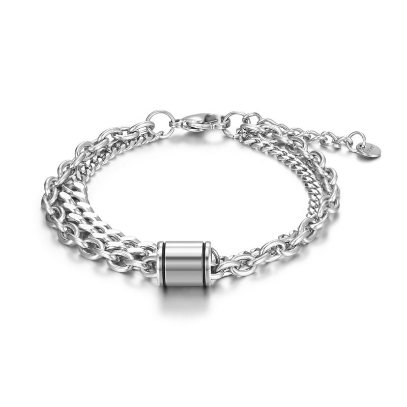 Fashion Bracelet Length 17cm+3cm Extension Chain Titanium Steel Geometric Chain Men's Bracelet
