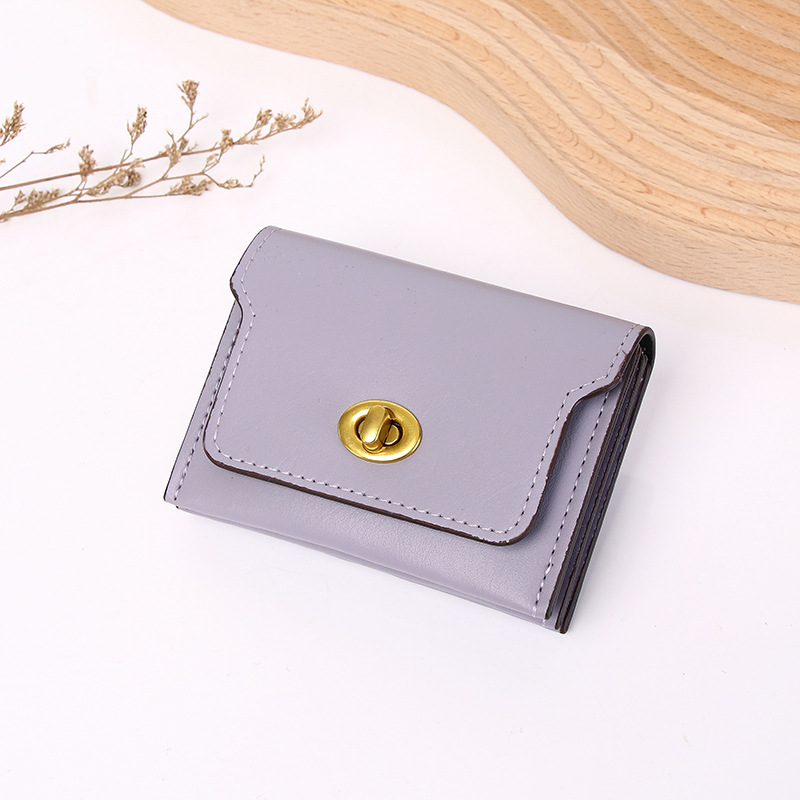 Fashion Purple Pu Lock Wallet