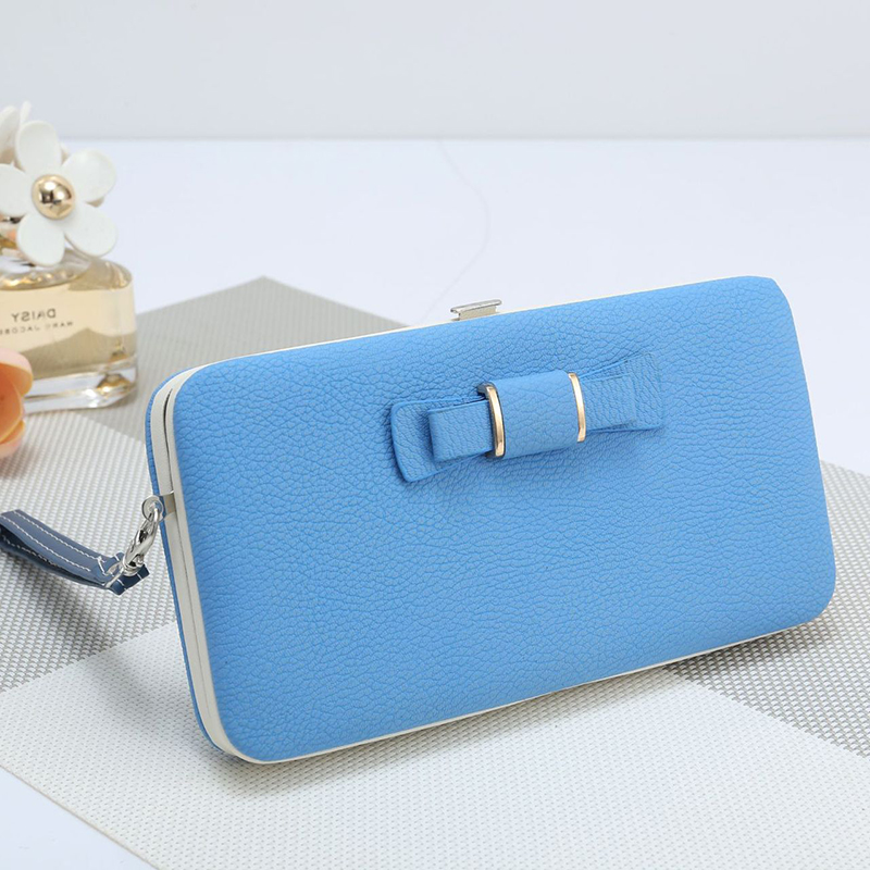 Fashion Light Blue Pu Multi-card Slot Lunch Box Coin Purse