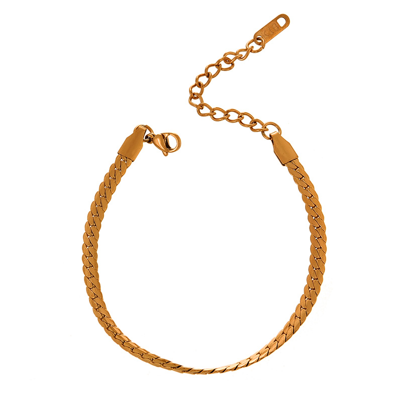 Fashion Gold Titanium Steel Snake Bone Chain Ring Bracelet