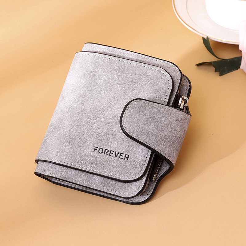Fashion Grey Pu Buckle Frosted Coin Purse